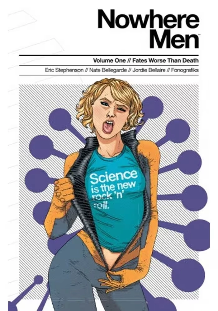 NOWHERE MEN TP VOL 01 FATES WORSE THAN DEATH (TEAL SHIRT)