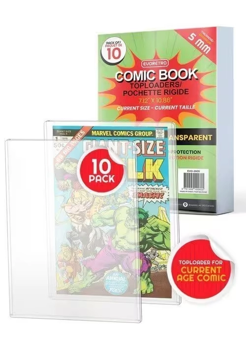 COMIC BOOK TOP LOADER FOR CURRENT AGE COMICS -5MM - PACK OF 10
