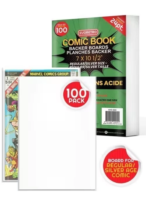 COMIC BACKER BOARD FOR REGULAR-SILVER AGE COMIC - BACKBOARD 24PT - 100 PACKS