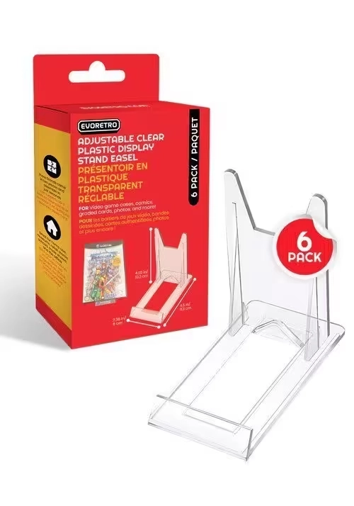 PRÉSENTOIR EN PLASTIQUE TRANSPARENT RÉGLABLE - PAQUET DE 6