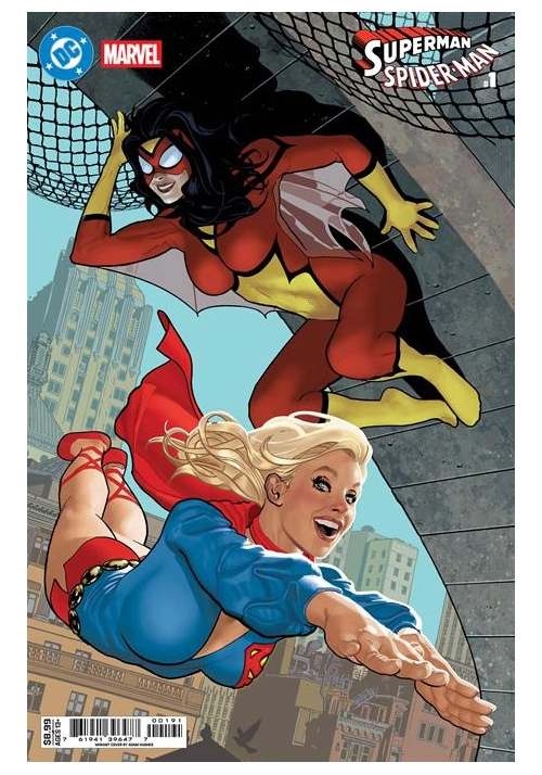 DC MARVEL SUPERMAN SPIDER-MAN #1 (ONE SHOT) CVR I ADAM HUGHES SUPERGIRL 70S & SPIDER-WOMAN 70S CARD STOCK VAR