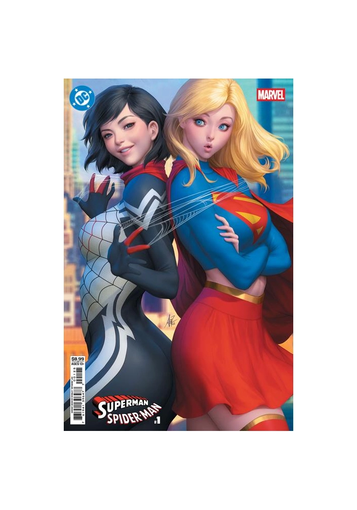 DC MARVEL SUPERMAN SPIDER-MAN #1 (ONE SHOT) CVR M STANLEY ARTGERM LAU SUPERGIRL & SILK CARD STOCK VAR