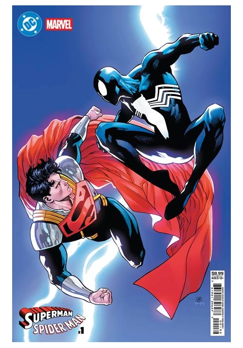 DC MARVEL SUPERMAN SPIDER-MAN #1 (ONE SHOT) CVR R DANIEL SAMPERE SUPER-BOY PRIME & SPIDER-MAN BLACK CARD STOCK VAR