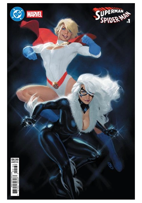 DC MARVEL SUPERMAN SPIDER-MAN #1 (ONE SHOT) CVR V DAVID TALASKI POWER GIRL & BLACK CAT CARD STOCK VAR