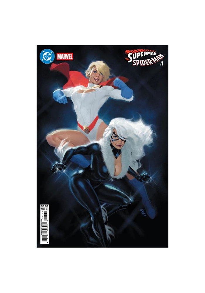 DC MARVEL SUPERMAN SPIDER-MAN #1 (ONE SHOT) CVR V DAVID TALASKI POWER GIRL & BLACK CAT CARD STOCK VAR