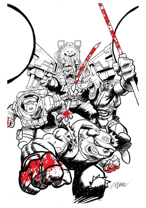 SUPER MONDO MEGA MUTTS #1 (OF 4) CVR J INC 1:100 JUAN GEDEON BLOODY B&W VAR