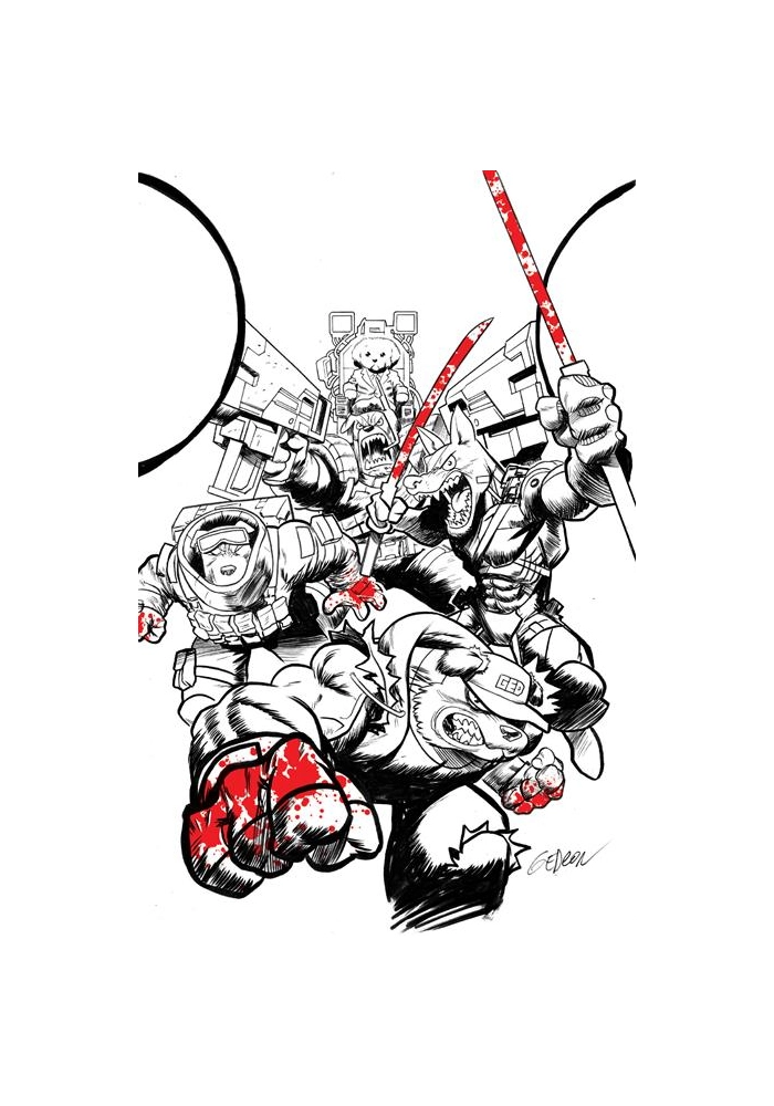 SUPER MONDO MEGA MUTTS #1 (OF 4) CVR J INC 1:100 JUAN GEDEON BLOODY B&W VAR