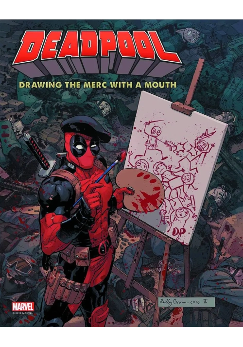 DEADPOOL DRAWING MERC W / MOUTH 3 DECADES MARVEL ART