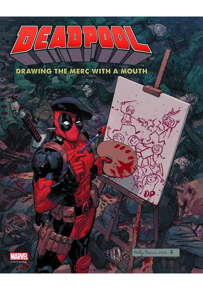 DEADPOOL DRAWING MERC W / MOUTH 3 DECADES MARVEL ART